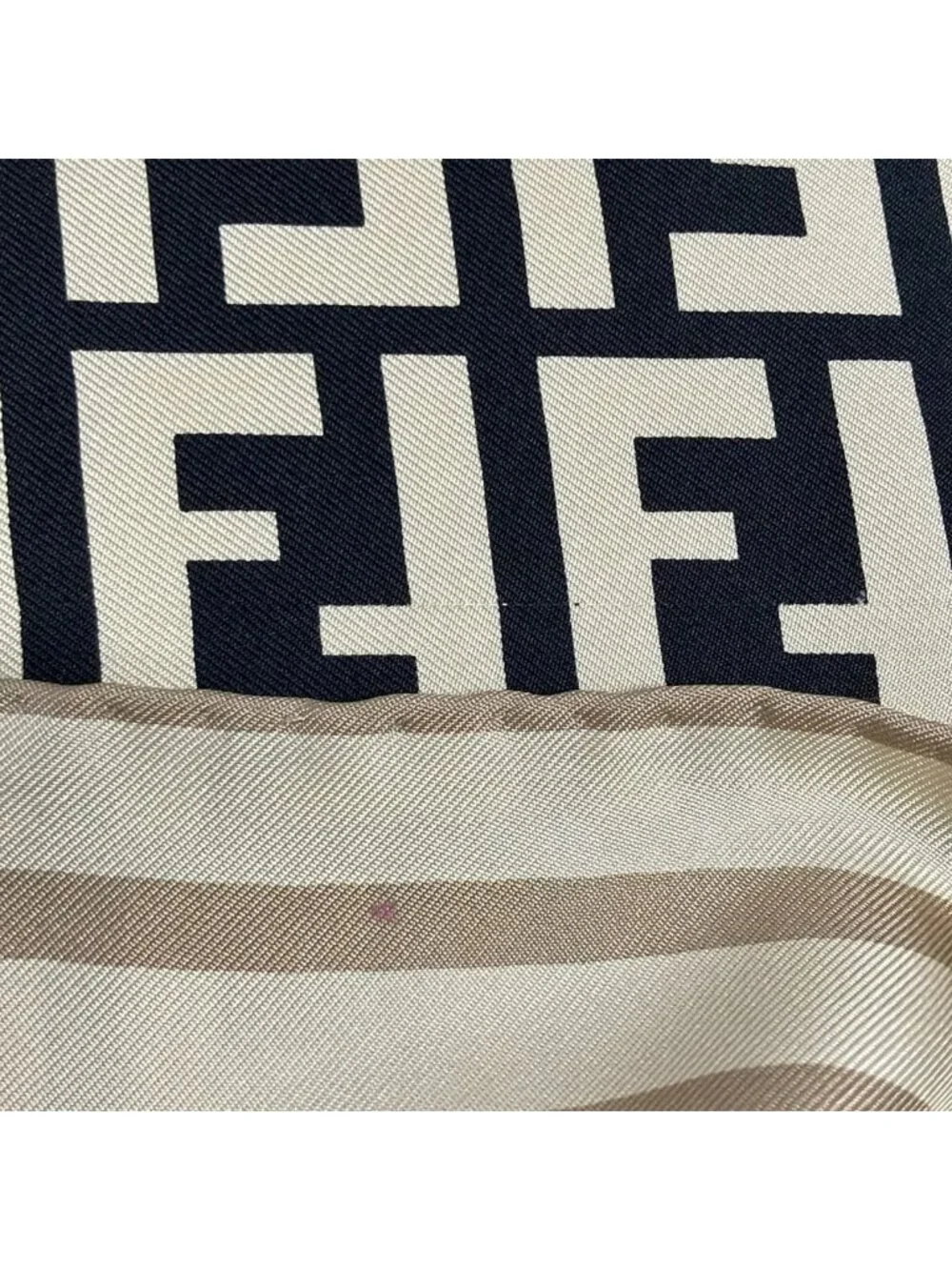 Fendi Scarf Ivory Black Gray Beige Zucca Pattern